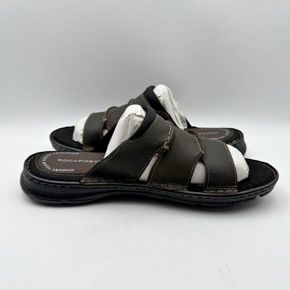 Rockport Mens Darwyn Slide Sandal US 8M EU 41 Brown Leather NIB - Picture 4 of 11